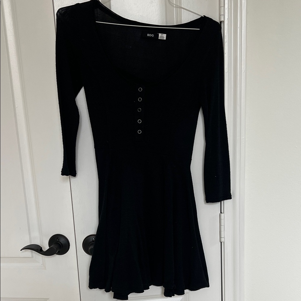 BDG Black Buttoned Long Sleeve Dress